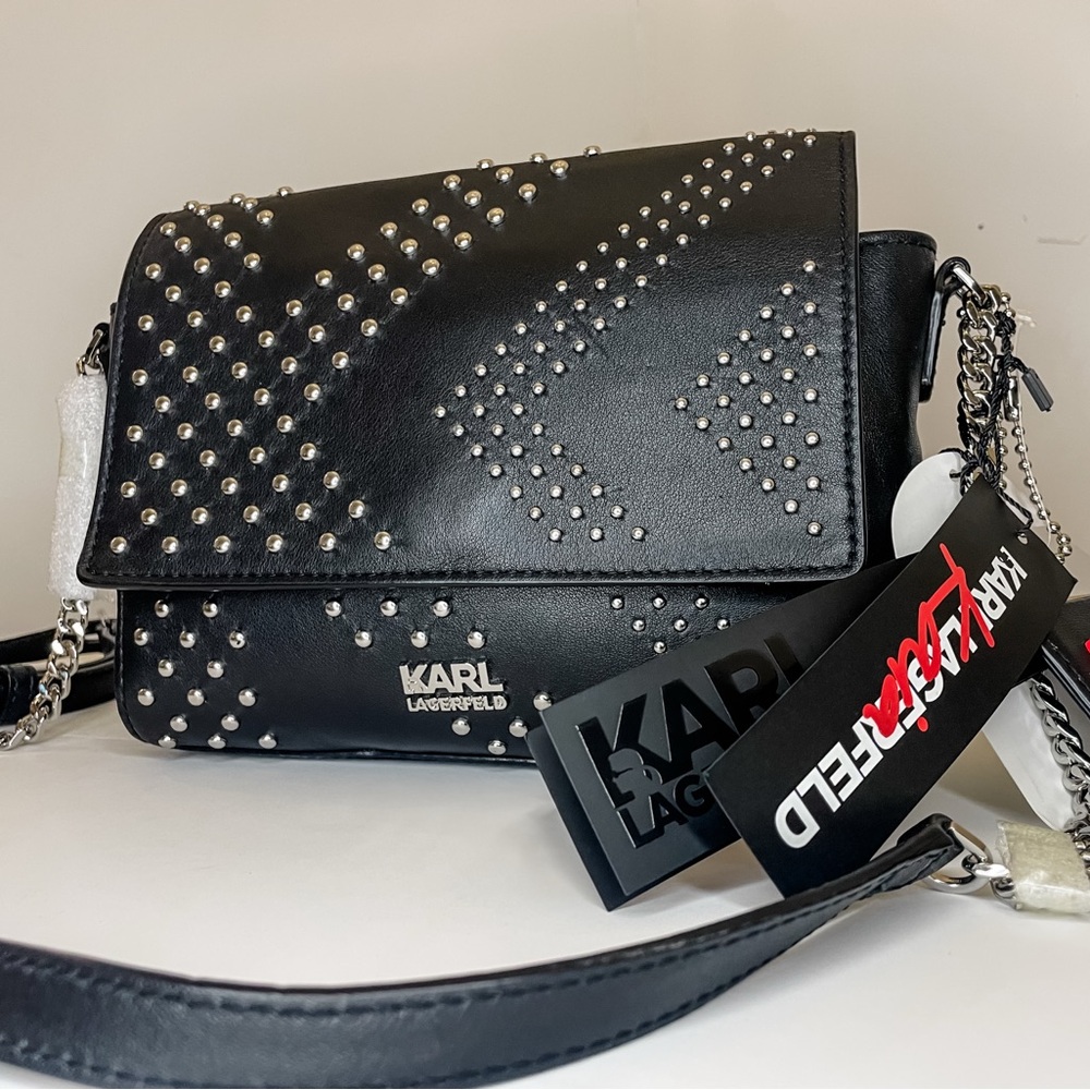 Karl Lagerfeld | Karl x Kaia Black Crossbody Bag with Studded Design